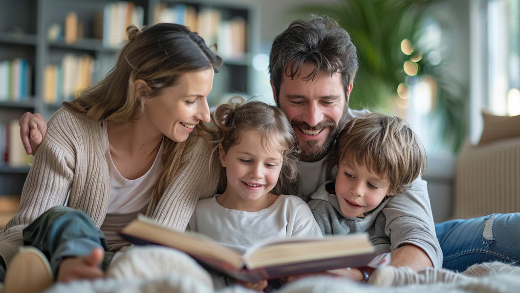 famille-lecture-livres // Source : Midjourney (IA)