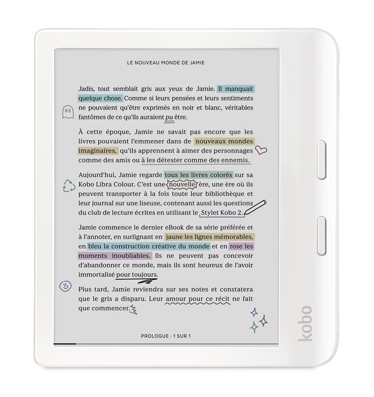 White Kobo Libra Colour-Front_Markup-FR-FR (1) (1)