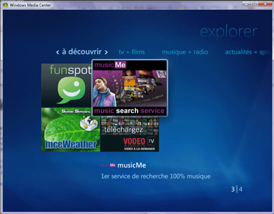 MusicMe sur toutes les TV sous Vista via le Windows Media Center