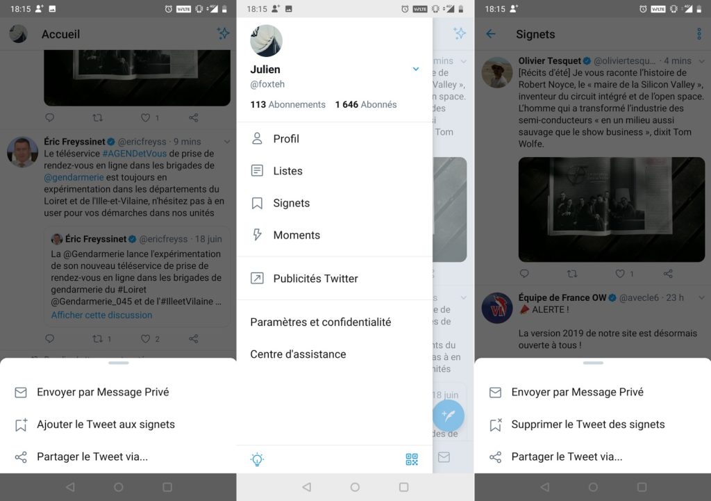 Twitter signets application mobile