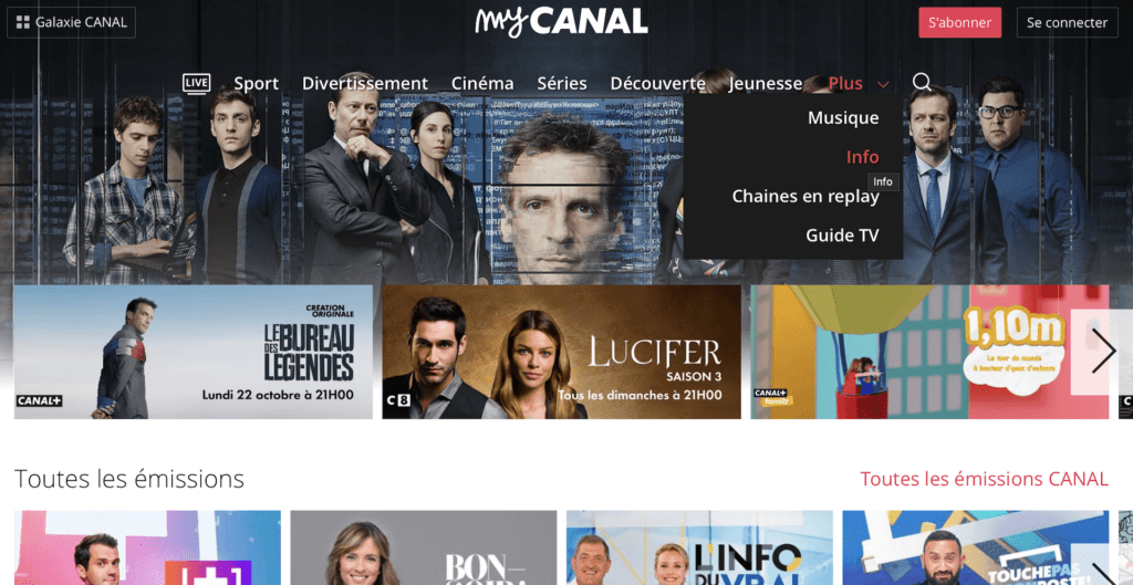 Canal+ page d&rsquo;accueil