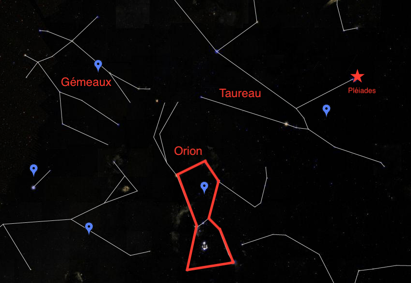carte ciel constellation taureau