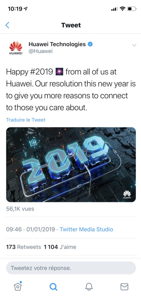 Le tweet &lsquo;Bonne année&rsquo; de Huawei (version corrigée)