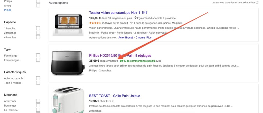 amazon google shopping grille pain