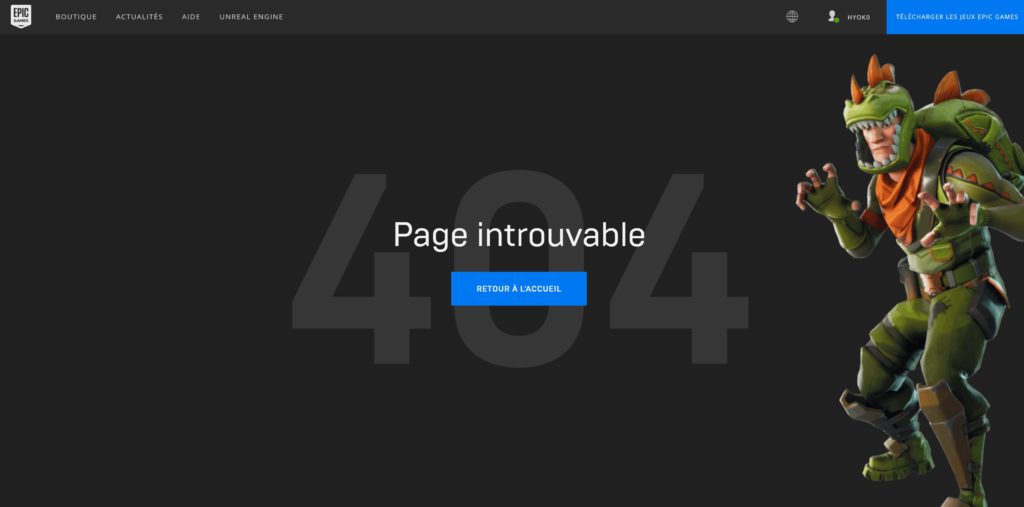 Epic Games Store page introuvable