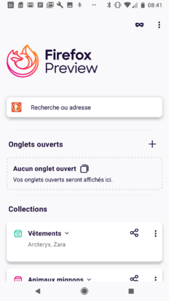 Firefox Android Preview interface