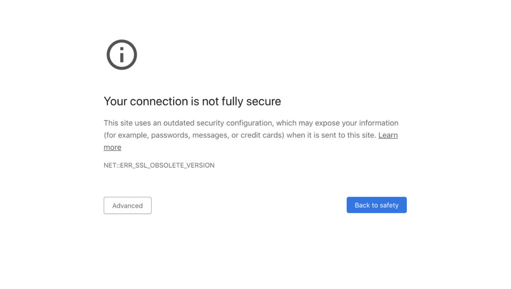 Google Chrome TLS blocage