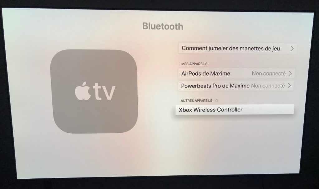 Connexion manette à une Apple TV