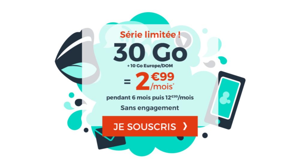Bon plan forfait mobile : seulement 2,99 €/mois pour 30 Go en France et 10Go en Europe