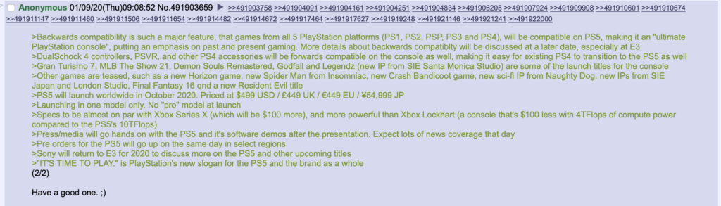 Rumeurs PlayStation 5