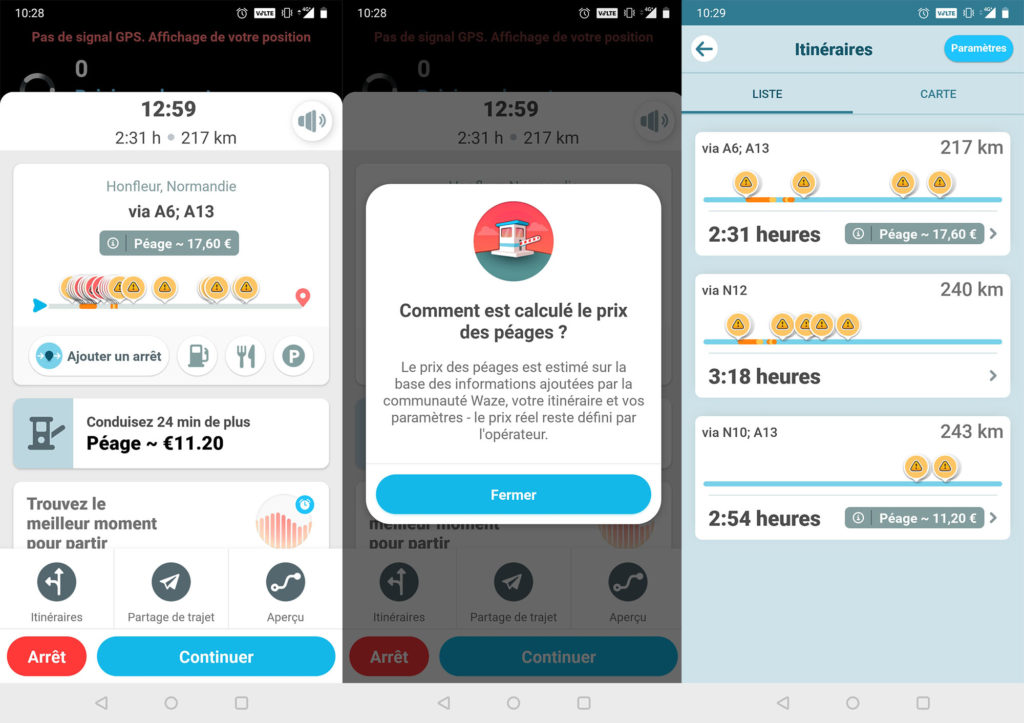 Waze autoroute péage