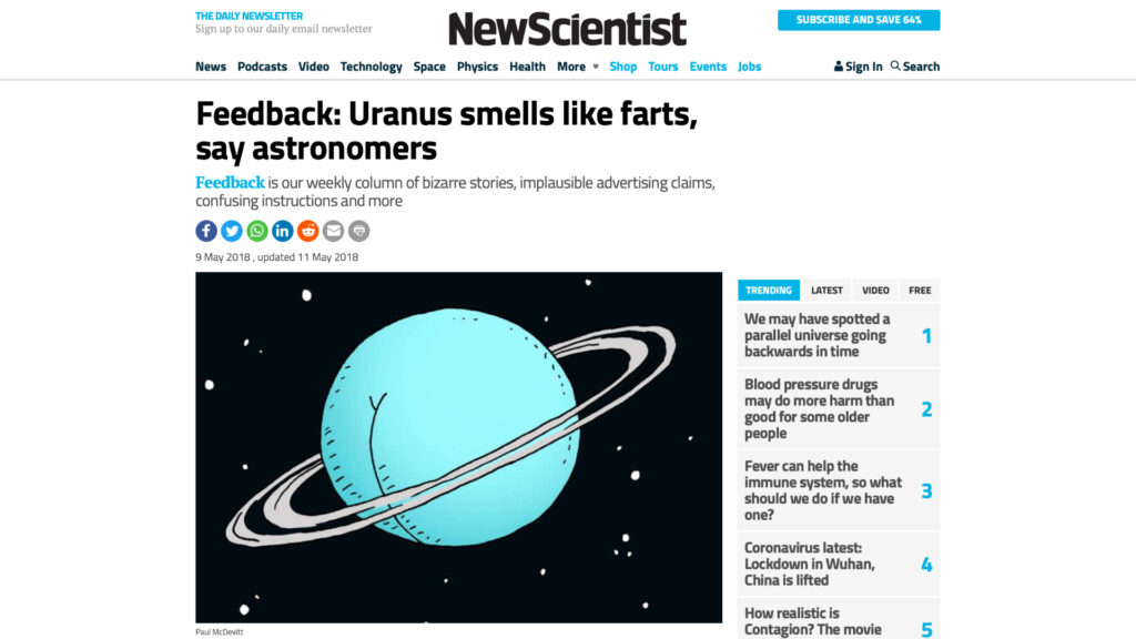 new scientist uranus planete blague
