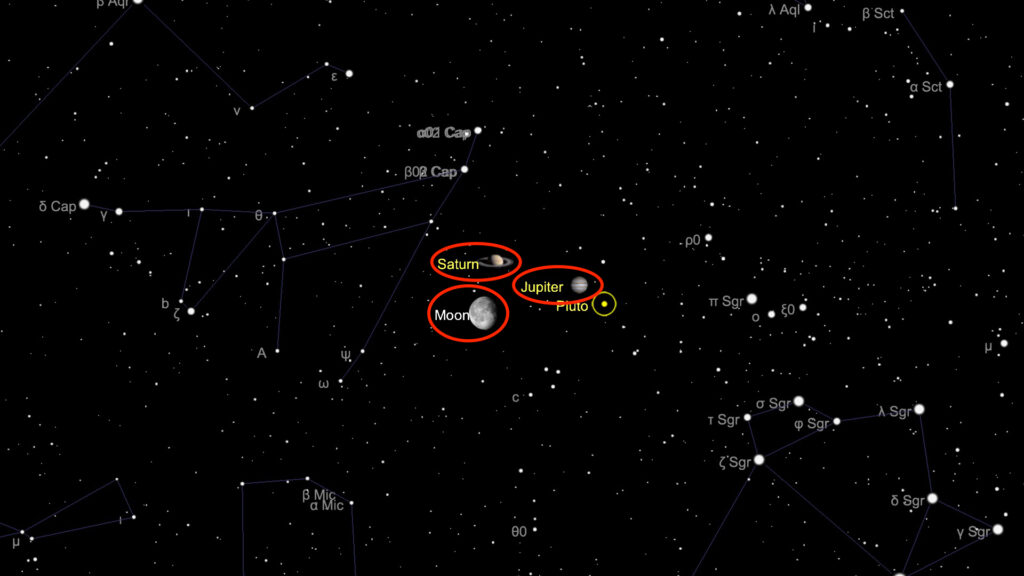 9 juin 2020 trio saturne lune jupiter ciel astronomie