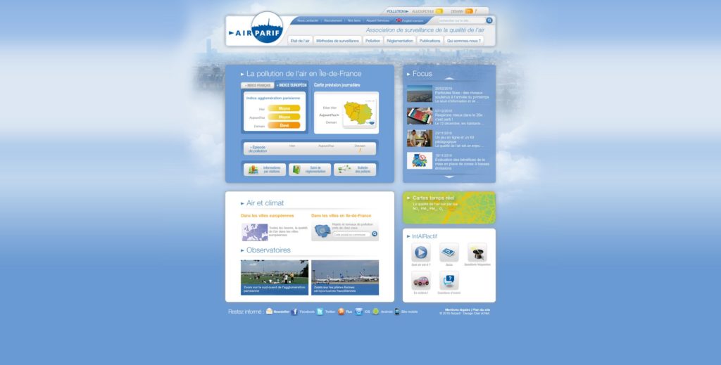 La page d'accueil. // Source : Airparif La page d'accueil. // Source : Airparif