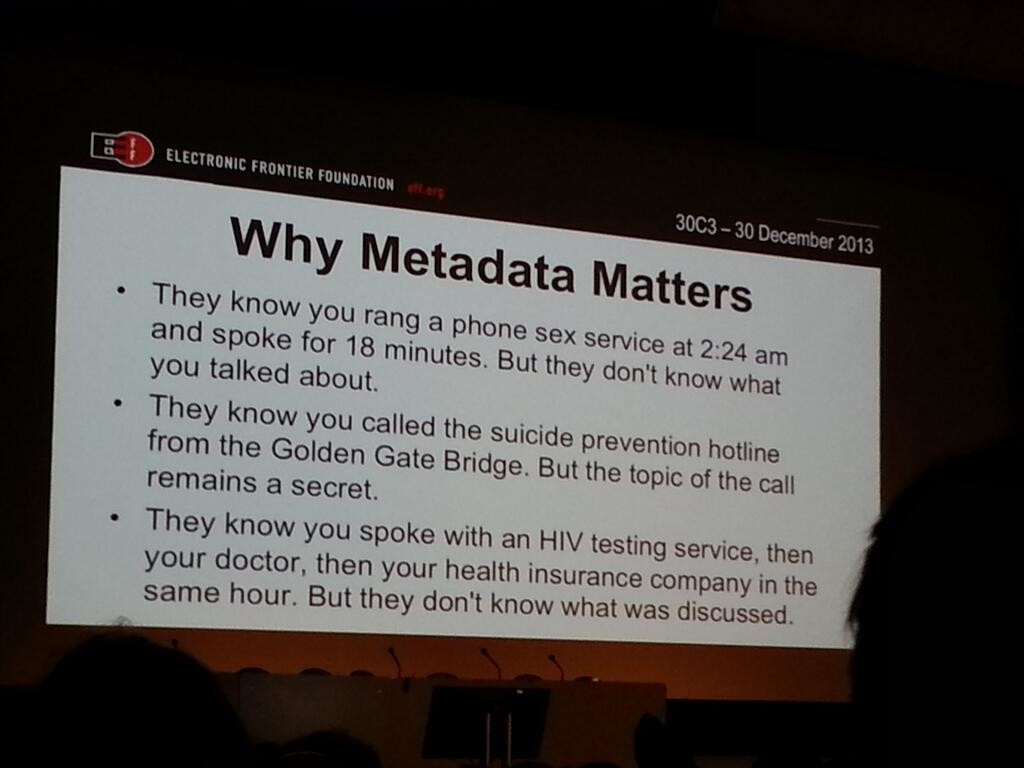 Pourquoi les métadonnées sont importantes. // Source : EFF