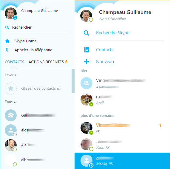 L'interface de Skype, à l'ancienne // Source : Numerama