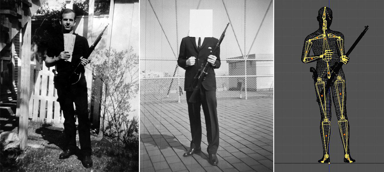 Lee Harvey Oswald dans son jardin, la reconstitution de sa pose et sa modélisation 3D Lee Harvey Oswald dans son jardin, la reconstitution de sa pose et sa modélisation 3D
