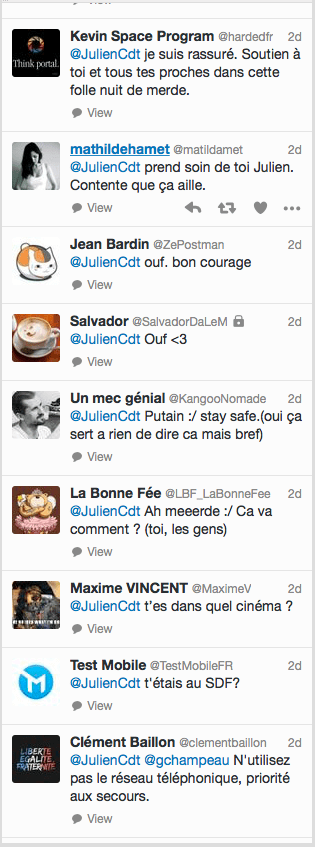 Il n'y a pas de tweets, que des humains inquiets ou chaleureux. 