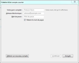Création d'un compte courrier Création d'un compte courrier