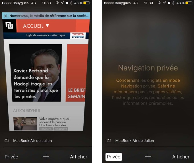 Navigation Privée - iPhone - Safari Navigation Privée - iPhone - Safari