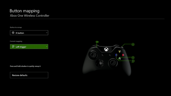 menu config manette Xbox One
