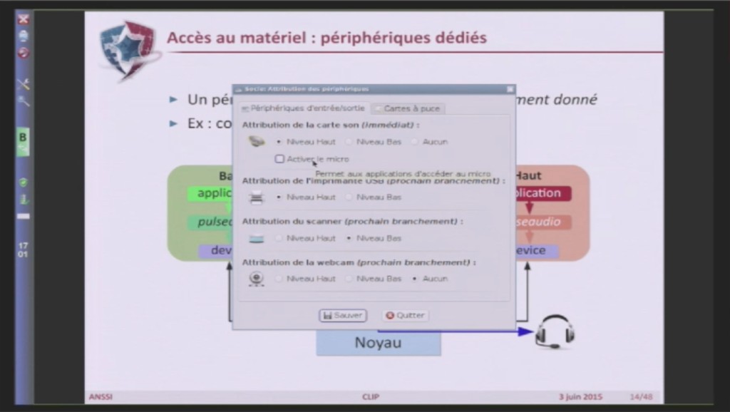 Cette interface permet à l'utilisateur d'affecter le matériel entre les niveaux