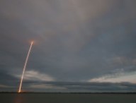 Longue exposition montrant la trace laissée par un décollage. // Source : SpaceX
