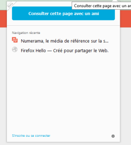 Firefox Hello partage d'onglet