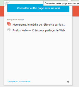 Firefox Hello partage d'onglet Firefox Hello partage d'onglet