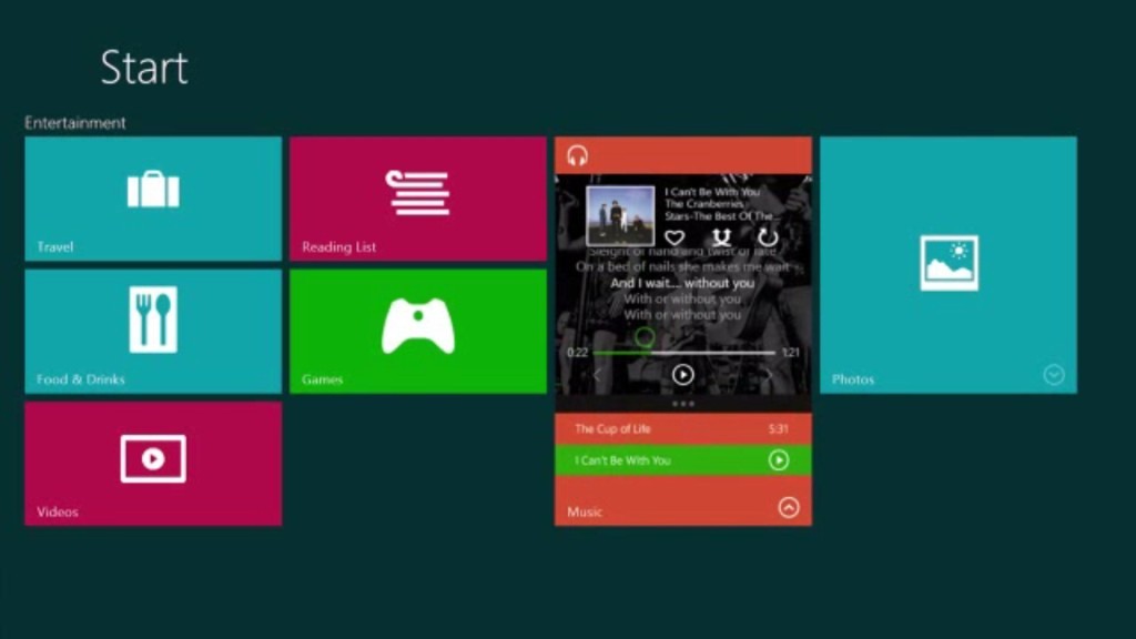 Un concept de Live Tiles interactives