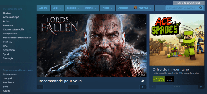 Steam accueil