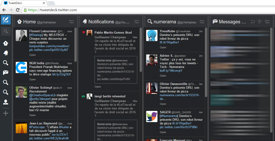 TweetDeck, version web