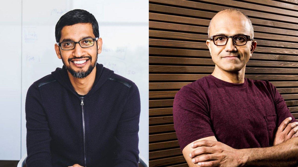 Sundar Pichai (Google) et Satya Nadella (Microsoft)