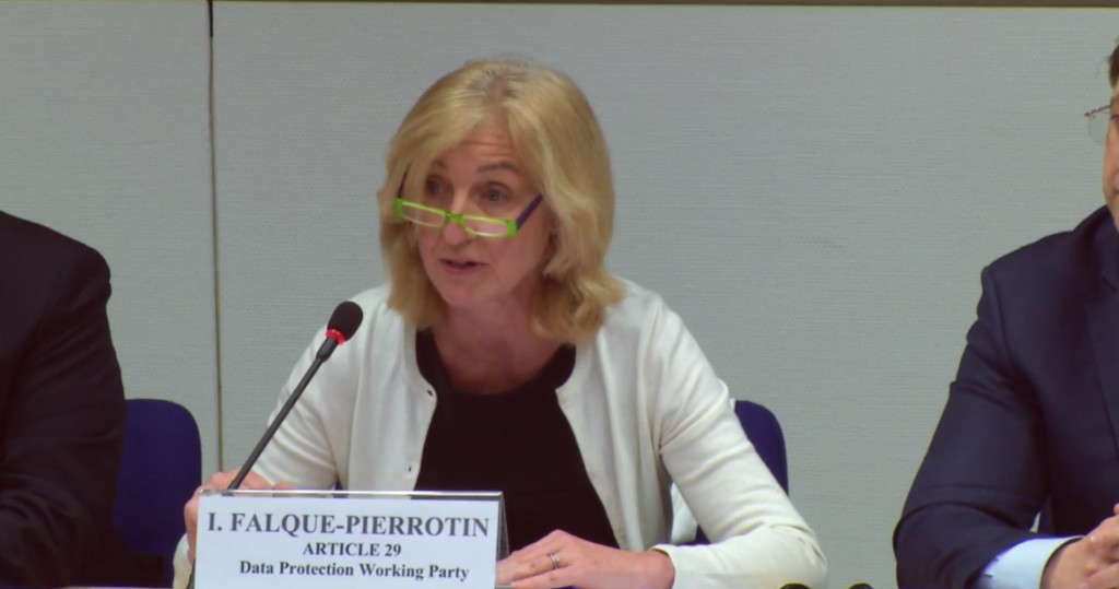 Isabelle Falque-Pierrotin, présidente de la CNIL et du G29, le 13 avril 2016. Isabelle Falque-Pierrotin, présidente de la CNIL et du G29, le 13 avril 2016.