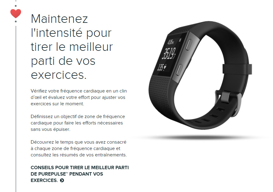 Capture d'écran du site de Fitbit