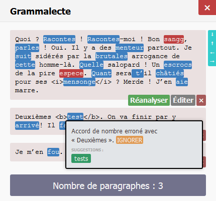 Grammelecte test