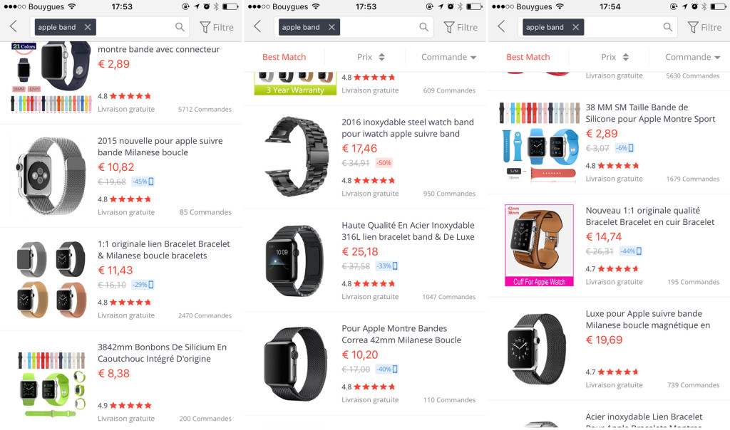 Contrefaçons de bracelets d'Apple Watch