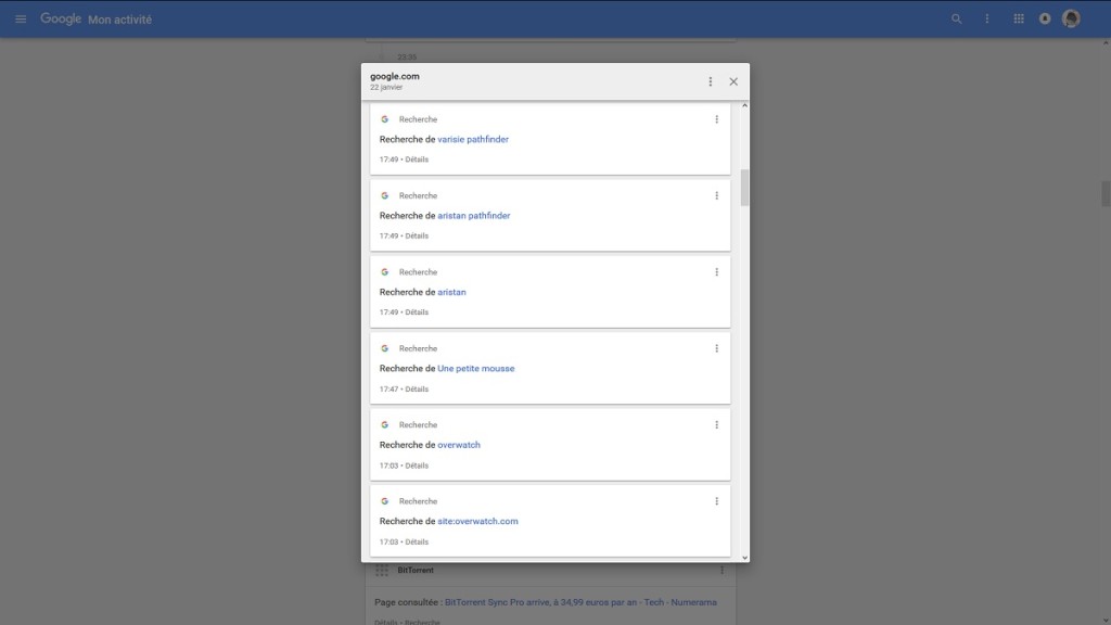 Mes Recherches Google du 20 janvier Mes Recherches Google du 20 janvier