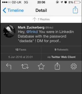 Le compte Twitter de Mark Zuckerber piraté. Le compte Twitter de Mark Zuckerber piraté.