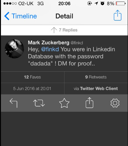 Le compte Twitter de Mark Zuckerber piraté.