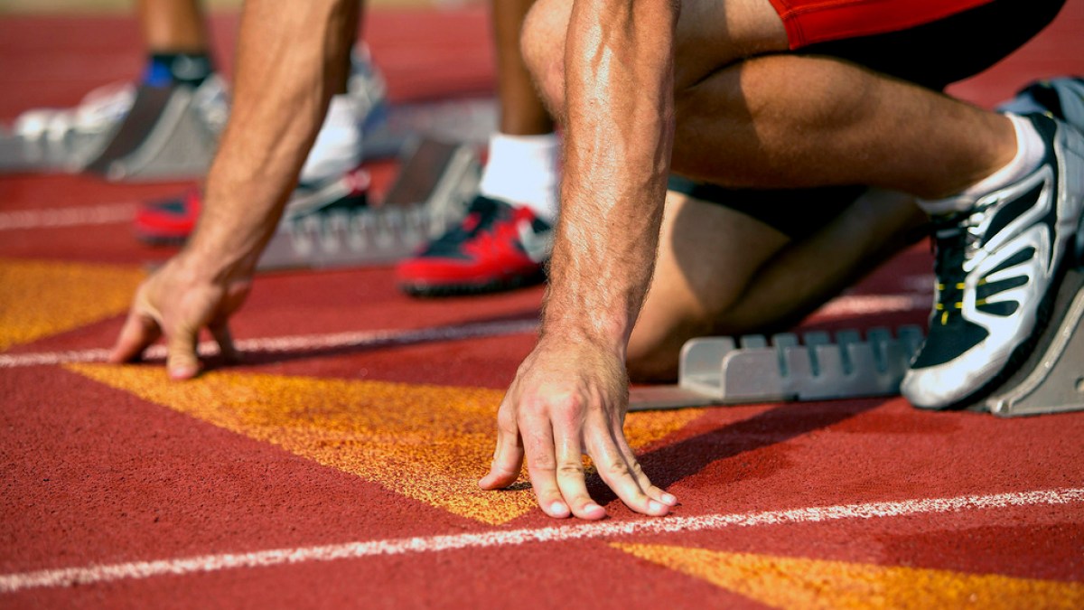 Anxious Athlete Waiting at Starting Line