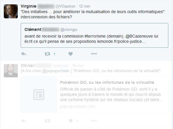 Un tweet normal et un tweet caché Un tweet normal et un tweet caché