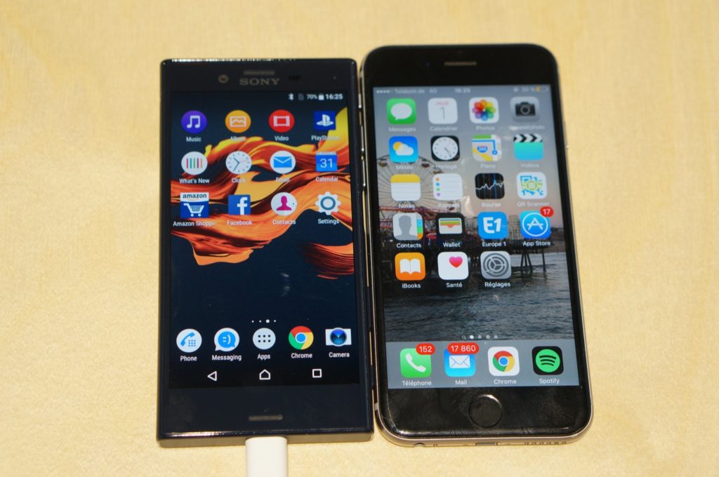 Sony Xperia X Compact aux côtés de l'iPhone 6S