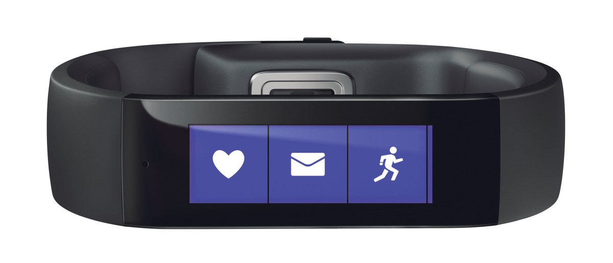 **EMBARGO: No electronic distribution, Web posting or street sales before 12:01 a.m. ET Thursday, Oct. 30. No exceptions for any reason.** An undated handout photo of the Microsoft Band. Microsoft hopes the Band, which also receives text messages and Facebook alerts, along with a related online service, Microsoft Health, will allow it to climb on the personal health and technology bandwagon. (Handout via The New York Times) -- NO SALES; FOR EDITORIAL USE ONLY WITH STORY SLUGGED MICROSOFT-WEARABLE-HEALTH BY NICK WINGFIELD. ALL OTHER USE PROHIBITED.--