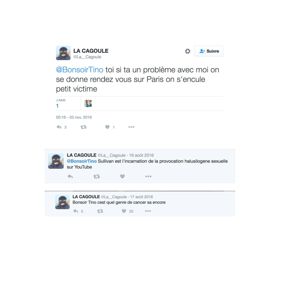 Vif échange entre BonsoirTino et La Cagoule Vif échange entre BonsoirTino et La Cagoule