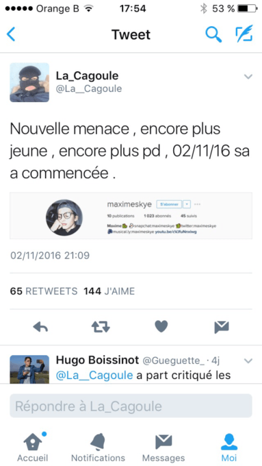 Le tweet en question Le tweet en question