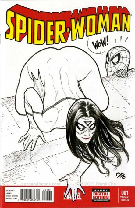Parodie de la couverture de Milo Manara, par le dessinateur Frank Cho Parodie de la couverture de Milo Manara, par le dessinateur Frank Cho