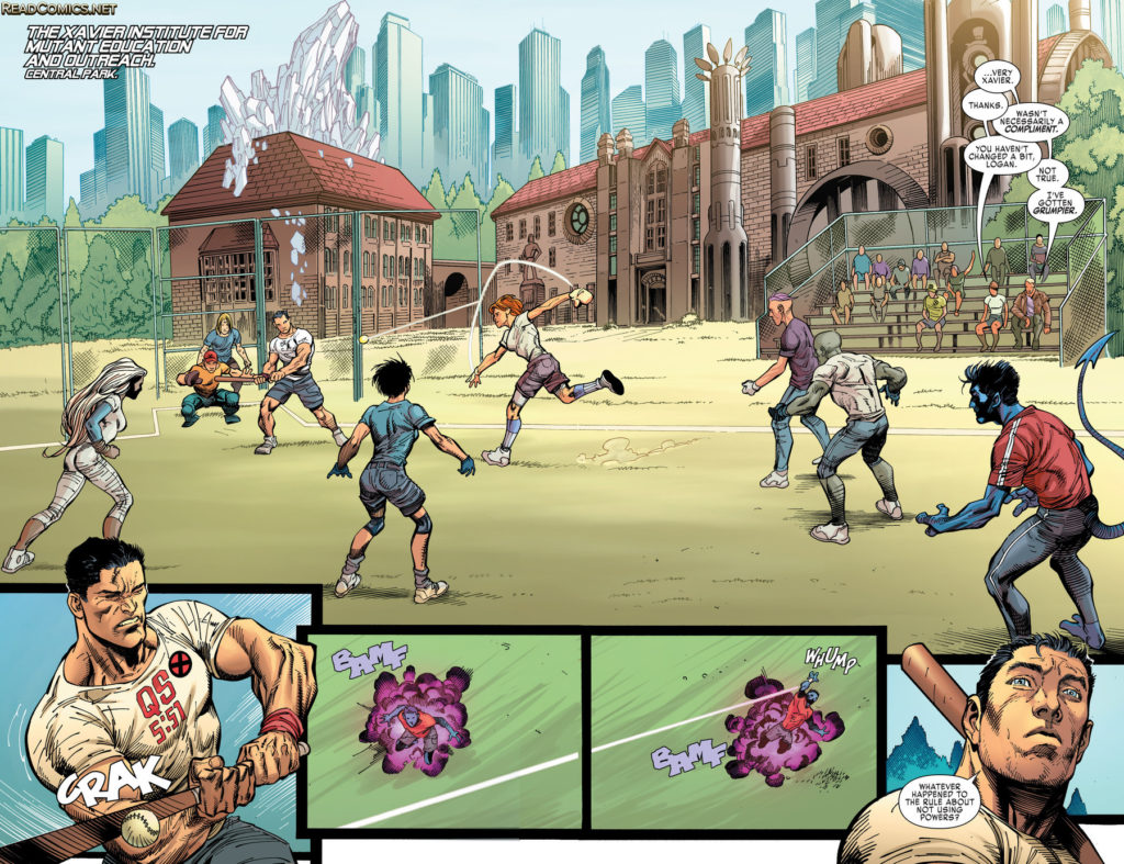 Une double-page de X-Men Gold #1, dessinée par Adrian Syaf