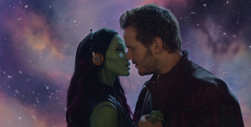 Marvel's Guardians Of The Galaxy

L to R: Gamora (Zoe Saldana) and Star-Lord/Peter Quill (Chris Pratt)

Ph: Film Frame

©Marvel 2014