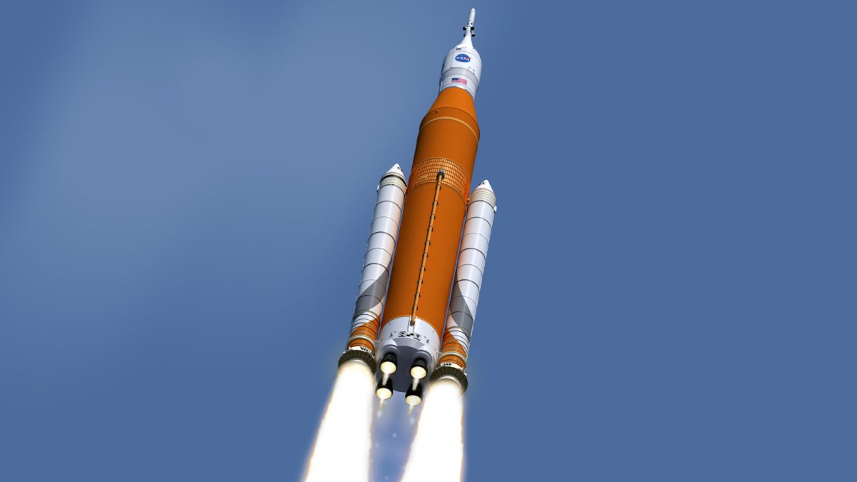 Vue d'artiste du Space Launch System. // Source : NASA/MSFC